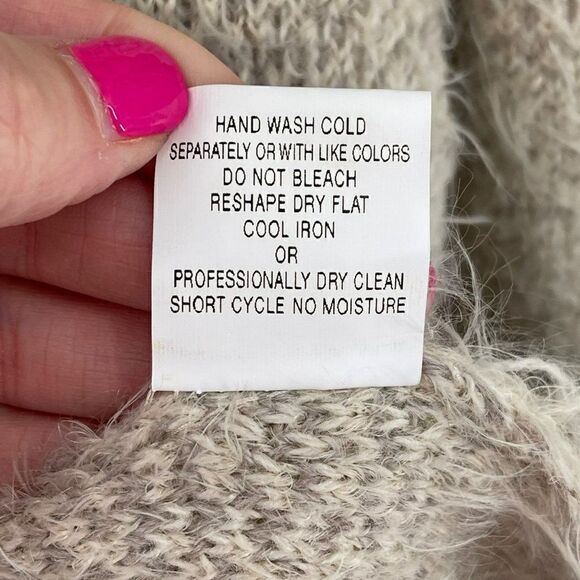 Elisabetta Collection Mohair Wool Blend Open Front Cardigan Sweater Cream Large - Picture 9 of 9